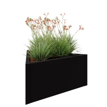 Teräksinen istutuslaatikko - Kolmikulmaiset tasasivuinen - 90,6 x 78,3 x 40 cm - RAL9005 matta (musta) - Ilman pohjalevyä