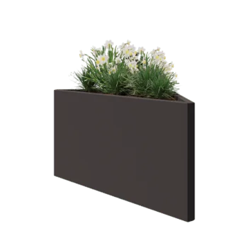 Teräksinen istutuslaatikko - Kolmikulmaiset tasakylkinen - 112,2 x 60,5 x 60 cm - RAL7016 matta (antrasiitinharmaa) - Ilman pohjalevyä