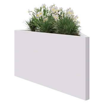 Teräksinen istutuslaatikko - Kolmikulmaiset tasakylkinen - 112,2 x 60,5 x 60 cm - RAL9010 matta (valkoinen) - Ilman pohjalevyä