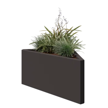 Teräksinen istutuslaatikko - Kolmikulmaiset tasakylkinen - 83,9 x 46,4 x 40 cm - RAL7016 matta (antrasiitinharmaa) - Ilman pohjalevyä