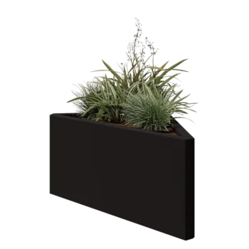 Teräksinen istutuslaatikko - Kolmikulmaiset tasakylkinen - 83,9 x 46,4 x 40 cm - RAL9005 matta (musta) - Ilman pohjalevyä