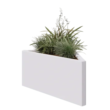 Teräksinen istutuslaatikko - Kolmikulmaiset tasakylkinen - 83,9 x 46,4 x 40 cm - RAL9010 matta (valkoinen) - Ilman pohjalevyä