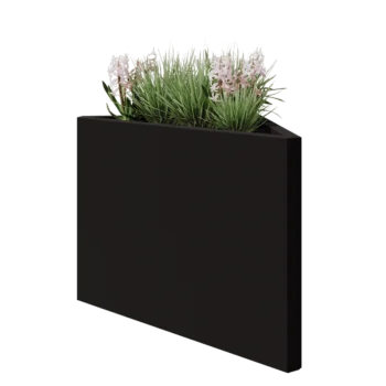 Teräksinen istutuslaatikko - Kolmikulmaiset tasakylkinen - 83,9 x 46,4 x 60 cm - RAL9005 matta (musta) - Ilman pohjalevyä