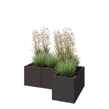 Teräksinen istutuslaatikko - L-muotoinen - 90 x 60 x 30 cm - Muu RAL-väri - Ilman pohjalevyä