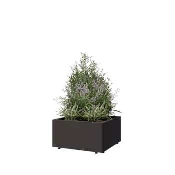 Teräksinen istutuslaatikko - Neliönmuotoiset - 60 x 60 x 30 cm - RAL7016 matta (antrasiitinharmaa) - Pohjalevyllä - Jaloilla