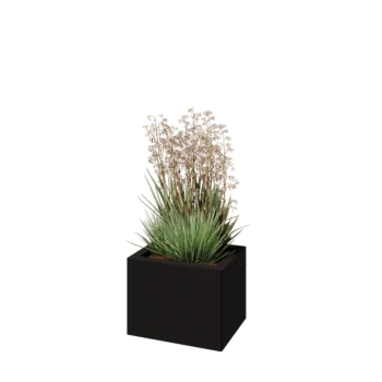 Teräksinen istutuslaatikko - Suorakaiteen muotoiset - 40 x 30 x 30 cm - RAL9005 matta (musta) - Pohjalevyllä