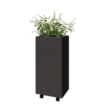 Teräksinen istutuslaatikko - Suorakaiteen muotoiset - 40 x 30 x 80 cm - RAL7016 matta (antrasiitinharmaa) - Pohjalevyllä - Pyörillä