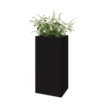 Teräksinen istutuslaatikko - Suorakaiteen muotoiset - 40 x 30 x 80 cm - RAL9005 matta (musta) - Pohjalevyllä