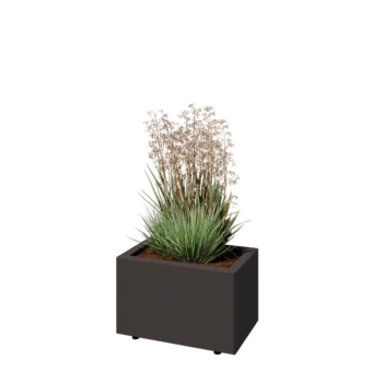 Teräksinen istutuslaatikko - Suorakaiteen muotoiset - 50 x 30 x 30 cm - Muu RAL-väri - Pohjalevyllä - Jaloilla