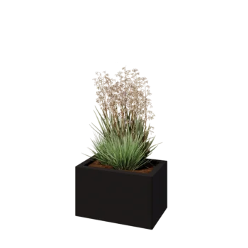 Teräksinen istutuslaatikko - Suorakaiteen muotoiset - 50 x 30 x 30 cm - RAL9005 matta (musta) - Pohjalevyllä