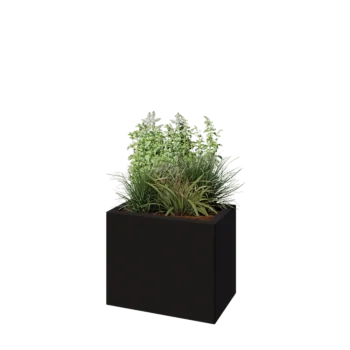 Teräksinen istutuslaatikko - Suorakaiteen muotoiset - 50 x 30 x 40 cm - RAL9005 matta (musta) - Ilman pohjalevyä