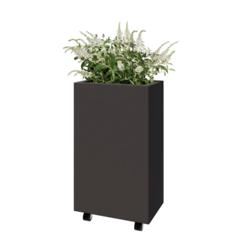 Teräksinen istutuslaatikko - Suorakaiteen muotoiset - 50 x 30 x 80 cm - RAL7016 matta (antrasiitinharmaa) - Pohjalevyllä - Pyörillä