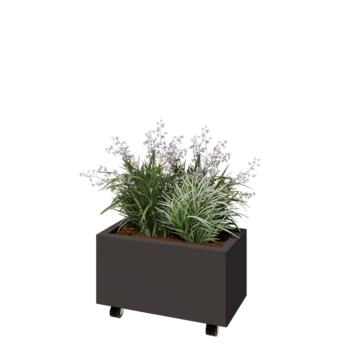 Teräksinen istutuslaatikko - Suorakaiteen muotoiset - 60 x 30 x 30 cm - Muu RAL-väri - Pohjalevyllä - Pyörillä