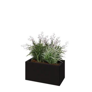 Teräksinen istutuslaatikko - Suorakaiteen muotoiset - 60 x 30 x 30 cm - RAL9005 matta (musta) - Pohjalevyllä