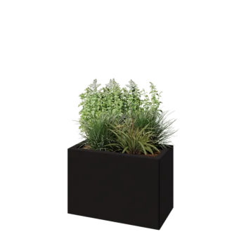 Teräksinen istutuslaatikko - Suorakaiteen muotoiset - 60 x 30 x 40 cm - RAL9005 matta (musta) - Ilman pohjalevyä