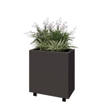 Teräksinen istutuslaatikko - Suorakaiteen muotoiset - 60 x 30 x 60 cm - Muu RAL-väri - Pohjalevyllä - Pyörillä