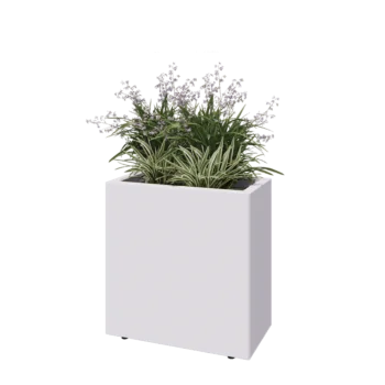 Teräksinen istutuslaatikko - Suorakaiteen muotoiset - 60 x 30 x 60 cm - RAL9010 matta (valkoinen) - Pohjalevyllä - Jaloilla
