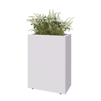 Teräksinen istutuslaatikko - Suorakaiteen muotoiset - 60 x 30 x 80 cm - RAL9010 matta (valkoinen) - Pohjalevyllä - Jaloilla