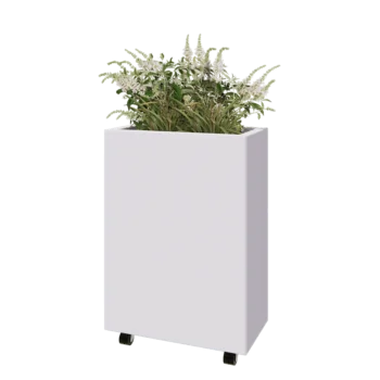 Teräksinen istutuslaatikko - Suorakaiteen muotoiset - 60 x 30 x 80 cm - RAL9010 matta (valkoinen) - Pohjalevyllä - Pyörillä
