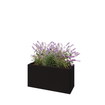 Teräksinen istutuslaatikko - Suorakaiteen muotoiset - 80 x 30 x 40 cm - RAL9005 matta (musta) - Pohjalevyllä