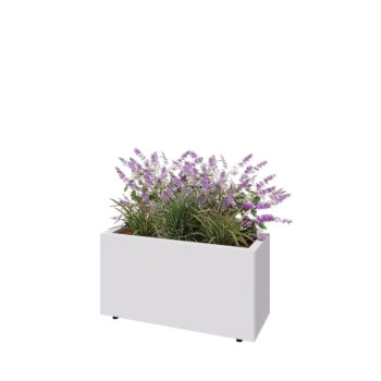 Teräksinen istutuslaatikko - Suorakaiteen muotoiset - 80 x 30 x 40 cm - RAL9010 matta (valkoinen) - Pohjalevyllä - Jaloilla