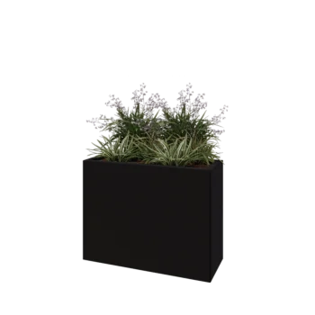 Teräksinen istutuslaatikko - Suorakaiteen muotoiset - 80 x 30 x 60 cm - RAL9005 matta (musta) - Ilman pohjalevyä