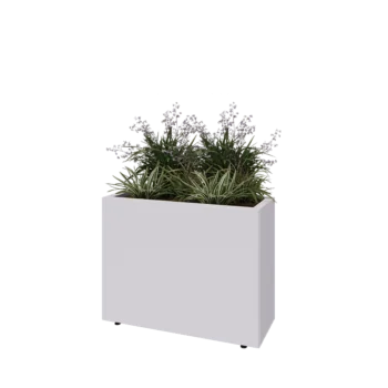 Teräksinen istutuslaatikko - Suorakaiteen muotoiset - 80 x 30 x 60 cm - RAL9010 matta (valkoinen) - Pohjalevyllä - Jaloilla