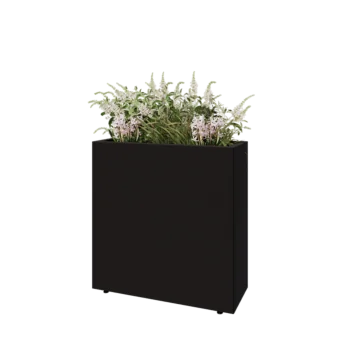 Teräksinen istutuslaatikko - Suorakaiteen muotoiset - 80 x 30 x 80 cm - RAL9005 matta (musta) - Pohjalevyllä - Jaloilla