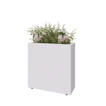 Teräksinen istutuslaatikko - Suorakaiteen muotoiset - 80 x 30 x 80 cm - RAL9010 matta (valkoinen) - Pohjalevyllä - Jaloilla