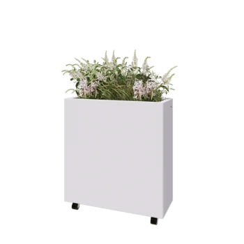 Teräksinen istutuslaatikko - Suorakaiteen muotoiset - 80 x 30 x 80 cm - RAL9010 matta (valkoinen) - Pohjalevyllä - Pyörillä