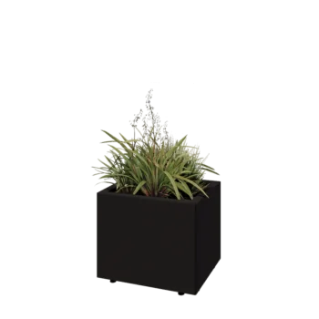 Teräksinen istutuslaatikko - Suorakaiteen muotoiset - 50 x 40 x 40 cm - RAL9005 matta (musta) - Pohjalevyllä - Jaloilla