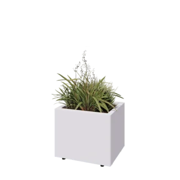 Teräksinen istutuslaatikko - Suorakaiteen muotoiset - 50 x 40 x 40 cm - RAL9010 matta (valkoinen) - Pohjalevyllä - Jaloilla