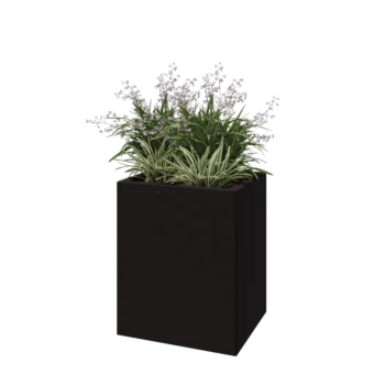 Teräksinen istutuslaatikko - Suorakaiteen muotoiset - 50 x 40 x 60 cm - RAL9005 matta (musta) - Ilman pohjalevyä