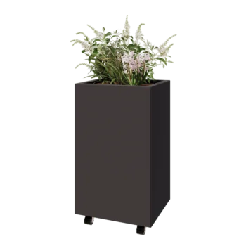 Teräksinen istutuslaatikko - Suorakaiteen muotoiset - 50 x 40 x 80 cm - RAL7016 matta (antrasiitinharmaa) - Pohjalevyllä - Pyörillä