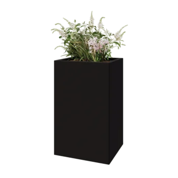 Teräksinen istutuslaatikko - Suorakaiteen muotoiset - 50 x 40 x 80 cm - RAL9005 matta (musta) - Ilman pohjalevyä