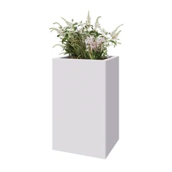 Teräksinen istutuslaatikko - Suorakaiteen muotoiset - 50 x 40 x 80 cm - RAL9010 matta (valkoinen) - Pohjalevyllä