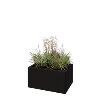 Teräksinen istutuslaatikko - Suorakaiteen muotoiset - 60 x 40 x 30 cm - RAL9005 matta (musta) - Ilman pohjalevyä
