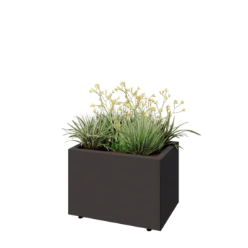 Teräksinen istutuslaatikko - Suorakaiteen muotoiset - 60 x 40 x 40 cm - RAL7016 matta (antrasiitinharmaa) - Pohjalevyllä - Jaloilla