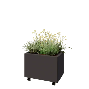 Teräksinen istutuslaatikko - Suorakaiteen muotoiset - 60 x 40 x 40 cm - Muu RAL-väri - Pohjalevyllä - Pyörillä