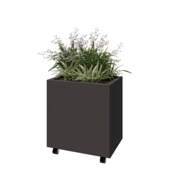 Teräksinen istutuslaatikko - Suorakaiteen muotoiset - 60 x 40 x 60 cm - RAL7016 matta (antrasiitinharmaa) - Pohjalevyllä - Pyörillä