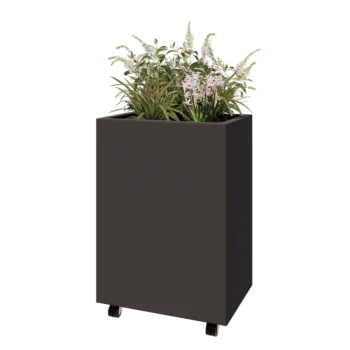 Teräksinen istutuslaatikko - Suorakaiteen muotoiset - 60 x 40 x 80 cm - Muu RAL-väri - Pohjalevyllä - Pyörillä