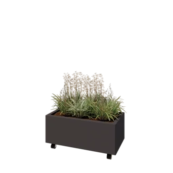 Teräksinen istutuslaatikko - Suorakaiteen muotoiset - 80 x 40 x 30 cm - RAL7016 matta (antrasiitinharmaa) - Pohjalevyllä - Pyörillä