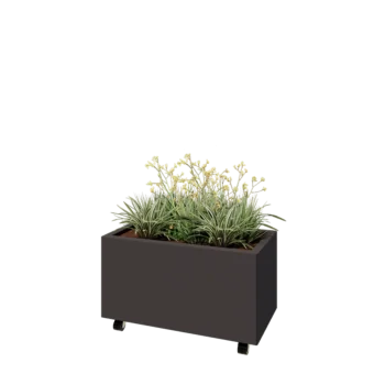 Teräksinen istutuslaatikko - Suorakaiteen muotoiset - 80 x 40 x 40 cm - Muu RAL-väri - Pohjalevyllä - Pyörillä