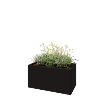 Teräksinen istutuslaatikko - Suorakaiteen muotoiset - 80 x 40 x 40 cm - RAL9005 matta (musta) - Ilman pohjalevyä