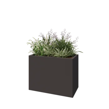 Teräksinen istutuslaatikko - Suorakaiteen muotoiset - 80 x 40 x 60 cm - RAL7016 matta (antrasiitinharmaa) - Pohjalevyllä