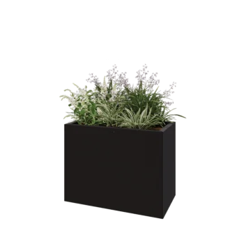Teräksinen istutuslaatikko - Suorakaiteen muotoiset - 80 x 40 x 60 cm - RAL9005 matta (musta) - Pohjalevyllä
