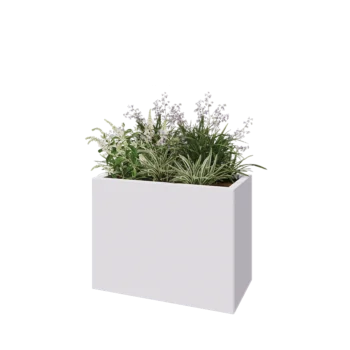 Teräksinen istutuslaatikko - Suorakaiteen muotoiset - 80 x 40 x 60 cm - RAL9010 matta (valkoinen) - Ilman pohjalevyä