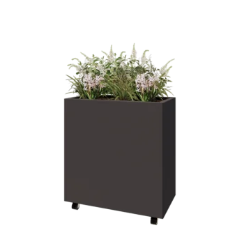 Teräksinen istutuslaatikko - Suorakaiteen muotoiset - 80 x 40 x 80 cm - RAL7016 matta (antrasiitinharmaa) - Pohjalevyllä - Pyörillä