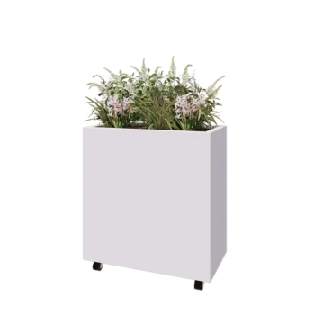 Teräksinen istutuslaatikko - Suorakaiteen muotoiset - 80 x 40 x 80 cm - RAL9010 matta (valkoinen) - Pohjalevyllä - Pyörillä