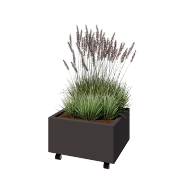 Teräksinen istutuslaatikko - Suorakaiteen muotoiset - 60 x 50 x 30 cm - Muu RAL-väri - Pohjalevyllä - Pyörillä